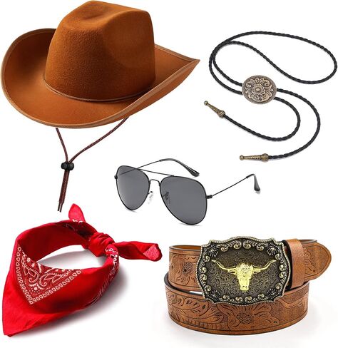 RIOSO Cowboy Outfit for Men Western Outfits Accessories Cowboy Costume Halloween Cosplay Black in Kuwait