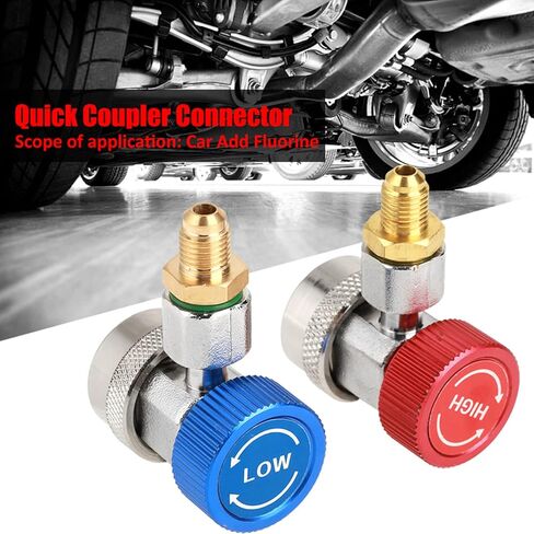 Jeanoko R134A AC Quick Coupler, Low High Adjustable Quick Connector Air Conditioning Coupler with Cap for Car Air Conditioning System in Saudi Arabia