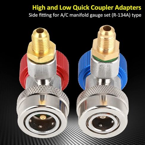 Jeanoko R134A AC Quick Coupler, Low High Adjustable Quick Connector Air Conditioning Coupler with Cap for Car Air Conditioning System in Saudi Arabia