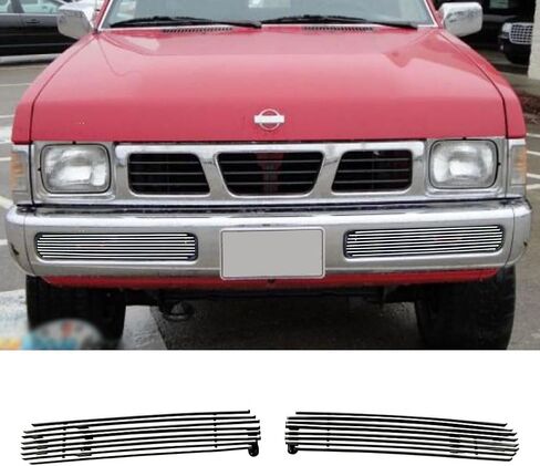 متوافق مع Nissan Hardbody Pickup 1995 1996 1997 شبكة شواية أفقية من الألومنيوم الكروم (شبكة المصد السفلي) in Kuwait