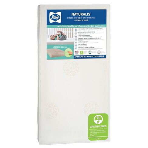 سيلي مرتبة سرير اطفال من بيبي ناتشوراليس بمرحلتين مزدوجة الصلابة ومقاومة للماء بتصميم ملفوف هجين وفوم، 52 انش × 27.5 انش in Kuwait