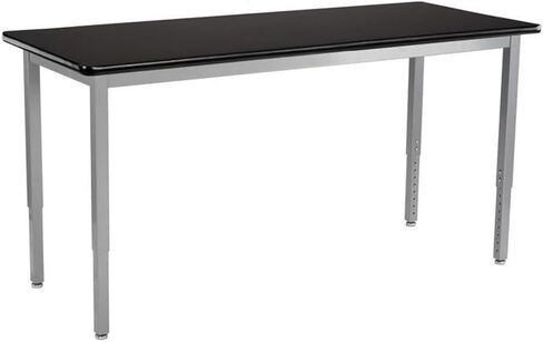 Pemberly Row Metal Science Lab Table, 24x54 in, High-Pressure Laminate Top, Black Finish, Adjustable Steel Legs, Heavy-Duty Industrial and Lab Work Table for Durable Workspace Use in Saudi Arabia