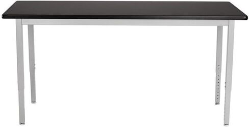 Pemberly Row Metal Science Lab Table, 24x54 in, High-Pressure Laminate Top, Black Finish, Adjustable Steel Legs, Heavy-Duty Industrial and Lab Work Table for Durable Workspace Use in Saudi Arabia