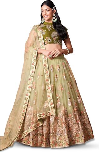 REVENANT Indian Lehenga Choli Ready to Wear - Wedding & Festival Lehenga Choli with Dupatta & Stitched Blouse in Saudi Arabia