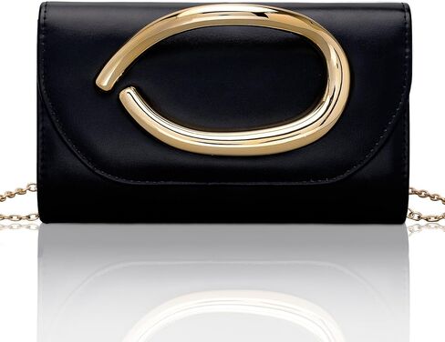 Larcenciel Leather Evening Clutch Purse for Women w/3D Gold Acrylic Handle & Chain, Formal Party Handbag for Wedding Cocktail in Kuwait