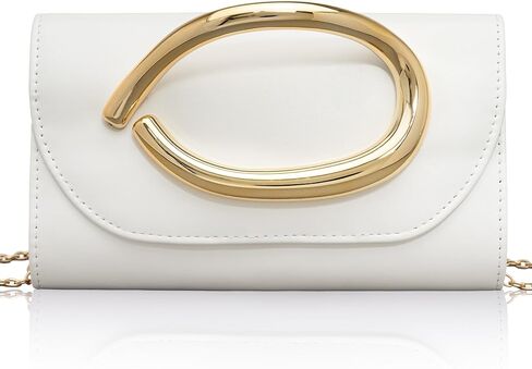 Larcenciel Leather Evening Clutch Purse for Women w/3D Gold Acrylic Handle & Chain, Formal Party Handbag for Wedding Cocktail in Kuwait
