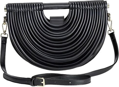 Elegant Half Round Chinc Woven PU Leather Lou Top Handle Bag for Women Formal Evening Clutch Purses in Saudi Arabia