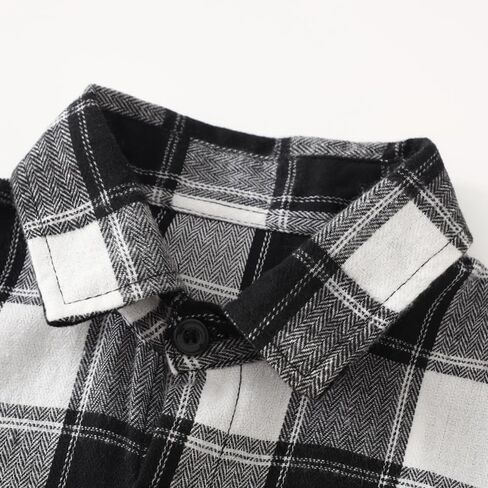 Boys Plaid Flannel Shirt 2 Piece Boy Clothes Long Sleeve Button Down Tops Outfits in Saudi Arabia
