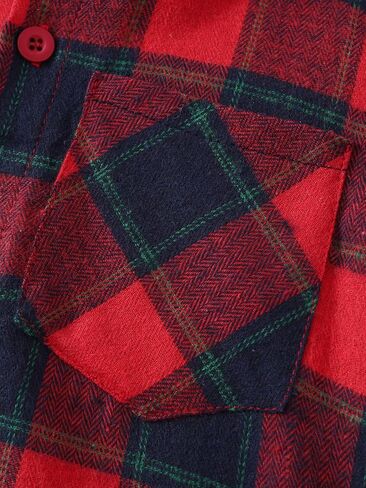 Boys Plaid Flannel Shirt 2 Piece Boy Clothes Long Sleeve Button Down Tops Outfits in Saudi Arabia