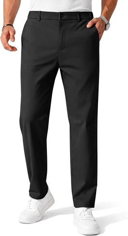 COOFANDY Men's Casual Chino Pant Solid Comfy Trousers Black Dress Pants Waist Tapered Trousers in Saudi Arabia