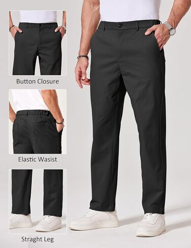 COOFANDY Men's Casual Chino Pant Solid Comfy Trousers Black Dress Pants Waist Tapered Trousers in Saudi Arabia