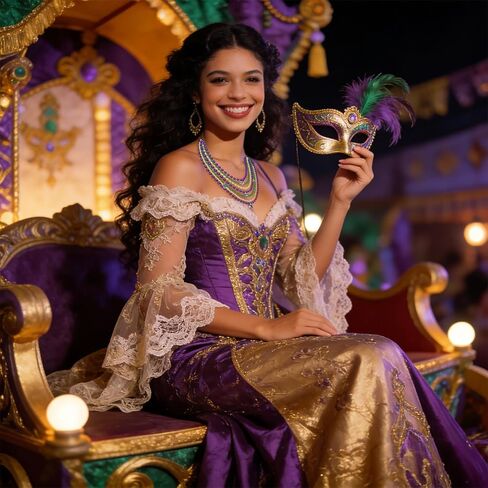 NLCAC ماردي غرا قلادة للنساء بريق قناع تاج فلور دي ليز قلادة قلادة طويلة الخرز الطبقات كرنفال نيكلس ماردي غرا المجوهرات in Kuwait