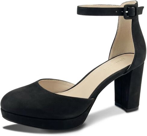 Chunky Closed Toe Heels for Women, Women's Platform Chunky Heels Closed Toe Block Ankle Strap Dress Buckle Round Toe Wedding Party Comfortable Pumps Shoes in Saudi Arabia