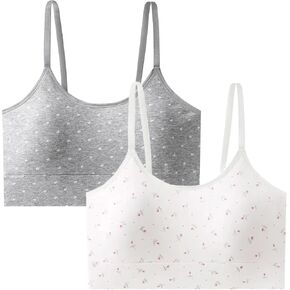 حمالة صدر مبطنة للتدريب للفتيات، حمالات صدر قطنية قصيرة مع أشرطة قابلة للتعديل، خفيفة لاسلكية 10-16 سنة in Kuwait