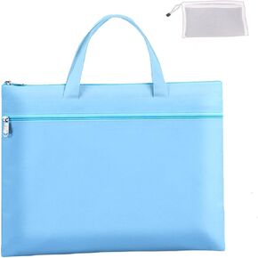 حقيبة كبيرة بسحاب مع مقبض، تخزين مستندات قابلة للطي بحجم A4، حقيبة بسحاب للمجلة مقاس 15 بوصة × 11 بوصة، حقيبة منظمة للمستندات واللوازم الفنية والسفر - متينة ومقاومة للماء وخفيفة الوزن (أزرق) in Kuwait