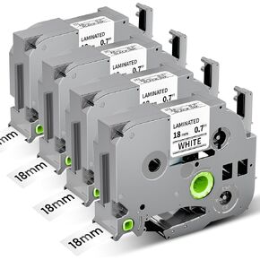 شريط أبيض مصفح 18 مم 0.7 بديل لشريط صانع الملصقات Brother TZe-241 متوافق مع P-Touch TZ TZe 3/4 بوصة أسود على أبيض TZE241 لـ PT-D400 PTD410 PTD600 PT-D610BT عبوات Wonfoucs، 4 عبوات in Kuwait