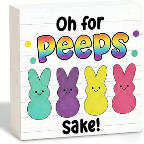 زينة عيد الفصح، ديكور أرنب مضحك، ديكور مكتب عيد الفصح، صندوق خشبي، علامة هدية، كتلة خشبية، صندوق لوحة، علامة للمنزل، المزرعة، المطبخ، رف الحمام، ديكور الطاولة، أوه للزقزقة (أبيض) in Kuwait