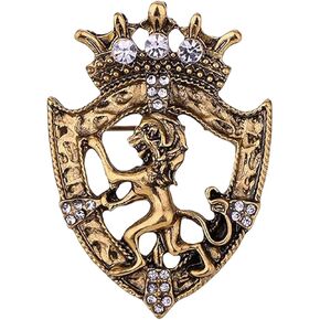 Vintage Crown Animal Brooches,Lion Rhinestone Crystal Lapel Pins,Zinc Alloy Jewelry for Men Suits Weddings Parties Fashion Accessories in Kuwait