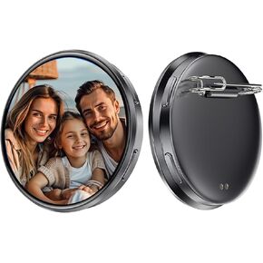 Digital Badge Pin with 128MB Storage, 1.95'' HD Touchscreen Smart Electronic Display Badge for Photos, GIFs & 15s Videos, Bluetooth App Control Digital Pin for Backpacks in Kuwait