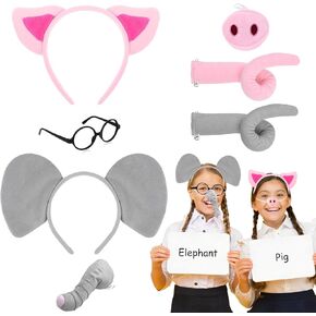 9 Pcs Elephant and Pig Costume Accessories for Dress up Animal Cosplay Party Supplies, Book Story Character Costume Accessories in Kuwait