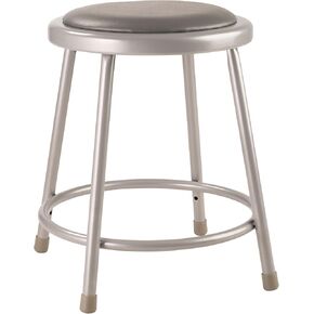 Pemberly Row 18" Modern Heavy Duty Vinyl Padded Metal Stool, Gray Finish, MDF Core Seat, 14" Diameter, Durable Steel Frame with Footrest, 300 lb Capacity, Art Room, Science Lab, Classroom Furniture in Kuwait