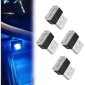 4 PCS USB LED Car Interior Ambient Lighting Kit, Portable Plug-in Atmosphere Lamp Decor Night Light, Universal Vehicle Interior Accessories for Most Cars (White) in Kuwait