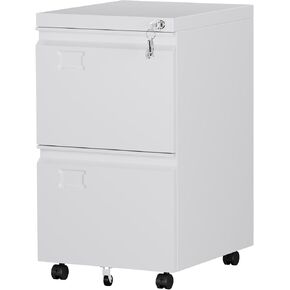 خزانة ملفات متنقلة ذات درجين من SUXXAN، خزانة معدنية أسفل المكتب مع قفل، للمكتب والمنزل، حجم قانوني/خطاب، عرض 14.57 بوصة × عمق 17.36 بوصة × ارتفاع 25.79 بوصة، يلزم التجميع (أبيض) in Kuwait