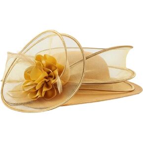 Sanfly المرأة الكنيسة قبعة ديربي كوكتيل قبعة الشاي أنيقة ديربي فستان الكنيسة قبعة واسعة حافة الزفاف قطع زينة لحفلات الشاي in Kuwait