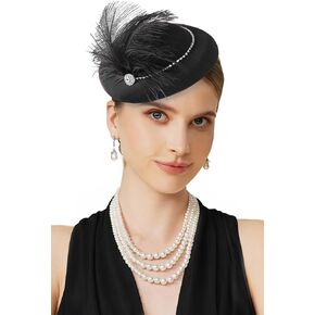 قبعات Coucoland Fascinators للنساء - حفلة الشاي Kentucky Fascinator Derby Feathers Pillbox Top Church Hat لحفلات الزفاف in Kuwait
