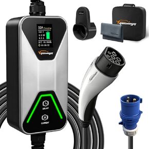 Type 2 EV Charger CEE 7.2KW 5M 8-32A Adjustable Current Type2 Portable Electric Car Charger for IEC 62196 PHEV/EV in Kuwait