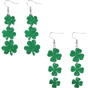 2 أزواج أقراط عيد القديس باتريك للنساء أربع أوراق البرسيم شامروك استرخى أقراط الأيرلندية مهرجان هدايا الحفلات مجوهرات in Kuwait