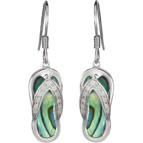 أقراط متدلية من الفضة الإسترلينية عيار 925 من هاواي فليب فلوب، خشب كوا الأصلي، أوبال أزرق، أذن البحر، زركون مكعب، خالية من النيكل، لا تسبب الحساسية للبشرة الحساسة، صندوق هدايا متضمن in Kuwait