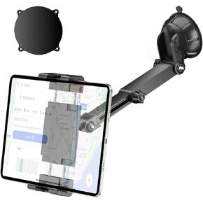 حامل تابلت PLDHPRO للزجاج الأمامي للوحة قيادة السيارة، حامل حامل للخدمة الشاقة مع ذراع تلسكوبي لشبه شاحنة لأجهزة iPad Galaxy Tab 5.1-15.6 بوصة، أساسيات رحلة الطريق in Kuwait