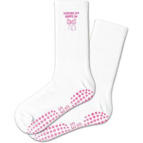 Cute Pilates Grippy Socks, Pink Pilate Gifts for Women, Crew Grip Socks for Studio Pilate. in Saudi Arabia