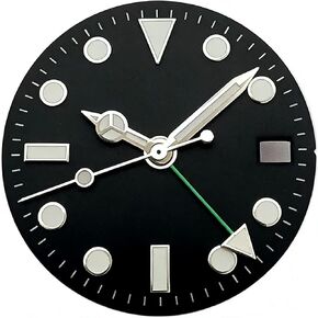 28.5mm GMT Watch Dial+Hands Set with BGW9 Blue Lume, Compatible for NH34 Movement, Replacement Watch Accessories for Custom Watch Assembly in Saudi Arabia
