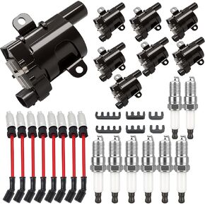 حزمة ملفات الإشعال المستديرة UF262 / شمعات إشعال إيريديوم مزدوجة / أسلاك توصيل الإشعال لسيارة Chevy Avalanche Express Tahoe Silverado Suburban 1500 HD GMC Savana Sierra Yukon HUMMER H2 V8 4.8L 5.3L 6L 8PSC in Kuwait