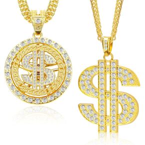 مغني الراب زي المال سلاسل القلائد علامة الدولار ل80s 90s الهيب هوب زي مغني الراب الملحقات in Kuwait