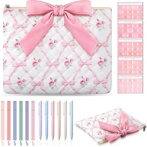 Pink Bible Cover Case for Women Girls Pink Bow Quilted Bible Cover with Study Supplies Cute Cotton Carrying Bag for Girls Christian Gifts in Saudi Arabia