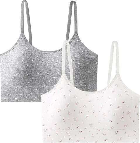 حمالة صدر مبطنة للتدريب للفتيات، حمالات صدر قطنية قصيرة مع أشرطة قابلة للتعديل، خفيفة لاسلكية 10-16 سنة in Kuwait