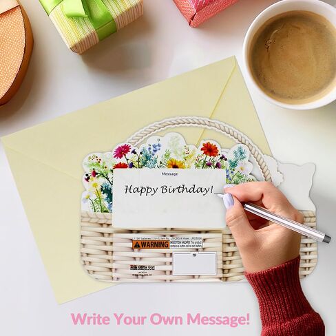 Musical Cat Birthday Pop-Up Card with LED Lights – 2 Happy Birthday Songs Meows & Violin – Cute Kittens in Flower Basket – Light Up 3D Greeting Card for Cat Lovers, Kids, Women, Friends in Saudi Arabia