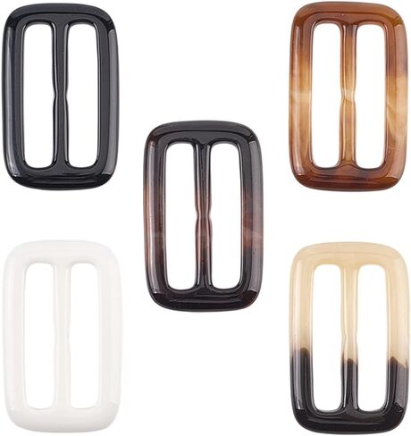 gorgecraft 20pcs 5 ألوان الراتنج معطف مشبك 2.3 "× 1.5" مستطيل الحرير وشاح تي شيرت العلاقات كليب المشابك الضابط الزاوية الخصر التفاف ربط الحزام الدائري لحزام الربط حقيبة الخياطة الزينة النساء in Kuwait
