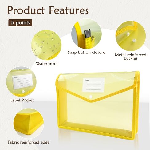 9 عبوات من منظم مجلدات الملفات البلاستيكية القابلة للتوسيع، أظرف شفافة مقاومة للماء، مجلد مستندات مع قفل سريع وجيب، سعة كبيرة، 9 ألوان، مقاس Letter/A4 مناسب in Kuwait