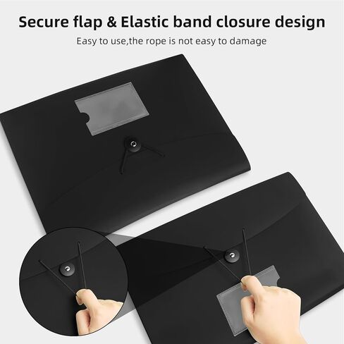 منظم ملفات أكورديان 7 جيوب مجلد ملفات قابل للتوسيع مع ملصقات، مجلد ملفات بلاستيكي قابل للتوسيع للمستندات وأوراق بحجم A4 - 7 عبوات باللون الأسود in Kuwait