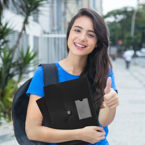 منظم ملفات أكورديان 7 جيوب مجلد ملفات قابل للتوسيع مع ملصقات، مجلد ملفات بلاستيكي قابل للتوسيع للمستندات وأوراق بحجم A4 - 7 عبوات باللون الأسود in Kuwait