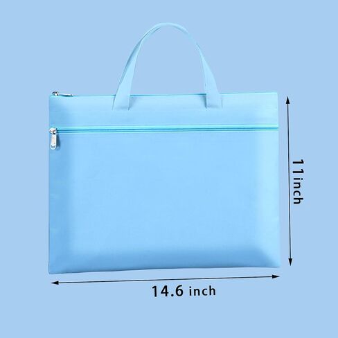 حقيبة كبيرة بسحاب مع مقبض، تخزين مستندات قابلة للطي بحجم A4، حقيبة بسحاب للمجلة مقاس 15 بوصة × 11 بوصة، حقيبة منظمة للمستندات واللوازم الفنية والسفر - متينة ومقاومة للماء وخفيفة الوزن (أزرق) in Kuwait