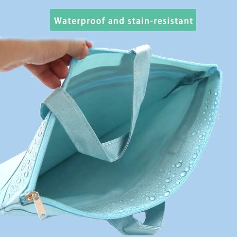 حقيبة كبيرة بسحاب مع مقبض، تخزين مستندات قابلة للطي بحجم A4، حقيبة بسحاب للمجلة مقاس 15 بوصة × 11 بوصة، حقيبة منظمة للمستندات واللوازم الفنية والسفر - متينة ومقاومة للماء وخفيفة الوزن (أزرق) in Kuwait