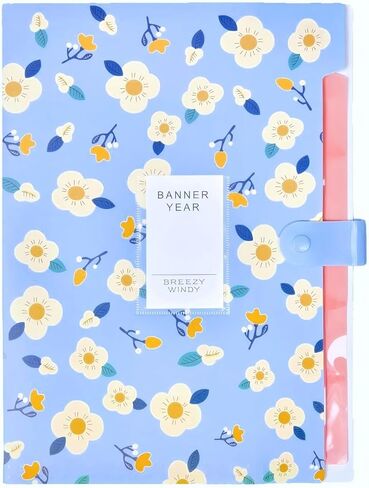 Folder Organizer Expanding File Folder Patternted - Accordion Document Organizer with 5 Pockets and Labels, Waterproof A4/Letter Size for School Office Home (Cherry Blossom) in Kuwait