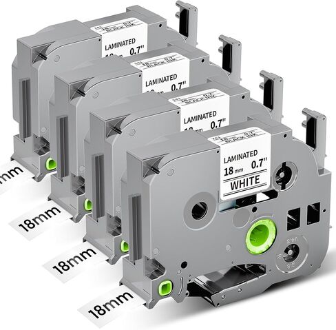 شريط أبيض مصفح 18 مم 0.7 بديل لشريط صانع الملصقات Brother TZe-241 متوافق مع P-Touch TZ TZe 3/4 بوصة أسود على أبيض TZE241 لـ PT-D400 PTD410 PTD600 PT-D610BT عبوات Wonfoucs، 4 عبوات in Kuwait
