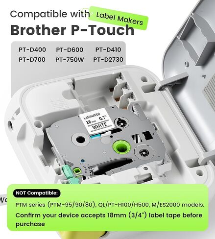 شريط أبيض مصفح 18 مم 0.7 بديل لشريط صانع الملصقات Brother TZe-241 متوافق مع P-Touch TZ TZe 3/4 بوصة أسود على أبيض TZE241 لـ PT-D400 PTD410 PTD600 PT-D610BT عبوات Wonfoucs، 4 عبوات in Kuwait