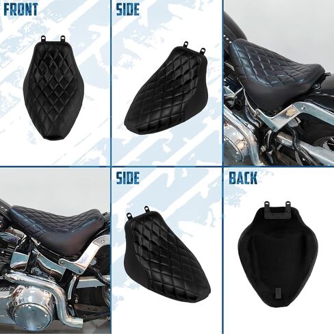وسادة مقعد سائق الدراجة النارية منفردة من الجلد الصناعي مناسبة لدراجة Harley Heritage Softail Classic FLSTC & Softail Deluxe FLSTN 2006-2017، خياطة سوداء in Kuwait